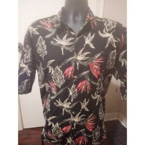 VINTAGE Bamboo Cay Shirt Mens Large L Black Floral Hawaiian Button Up Camp Lawn